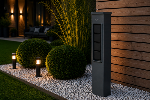 ALYRA E4 – Gartensäule mit 4 Steckdosen aus Aluminium
