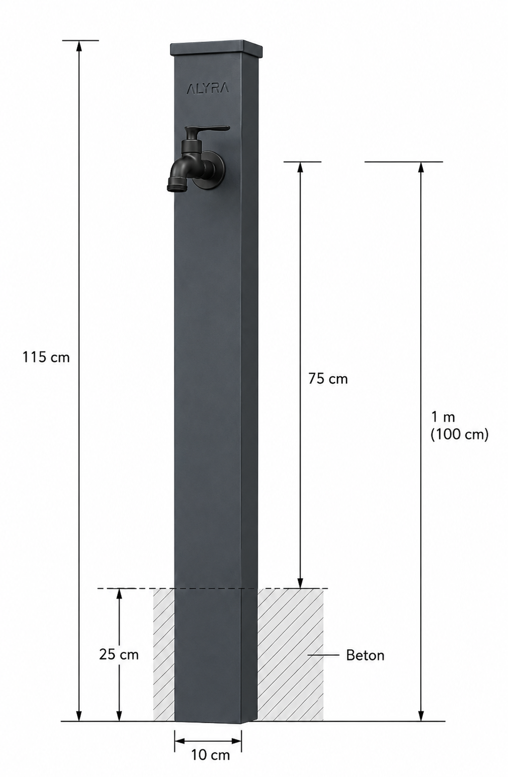 ALYRA H1 – Wassersäule aus Aluminium für Garten & Terrasse